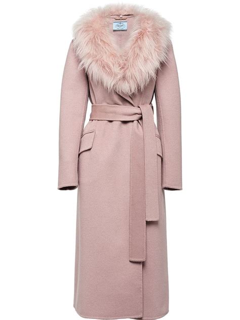 prada pink coat fur collar|farfetch prada fur coat.